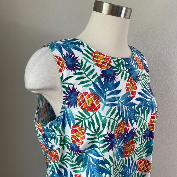 Tabitha Webb Womens 12 Pineapple Tropical Leaf Print Sleeveless Sheath Dress - Picture 2 of 11